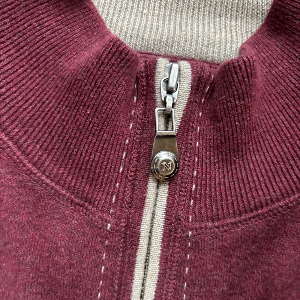 Nat Nast Quarter Zip Burgundy Sweater XL Cotton Blend Classic Casual Preppy - Picture 7 of 10
